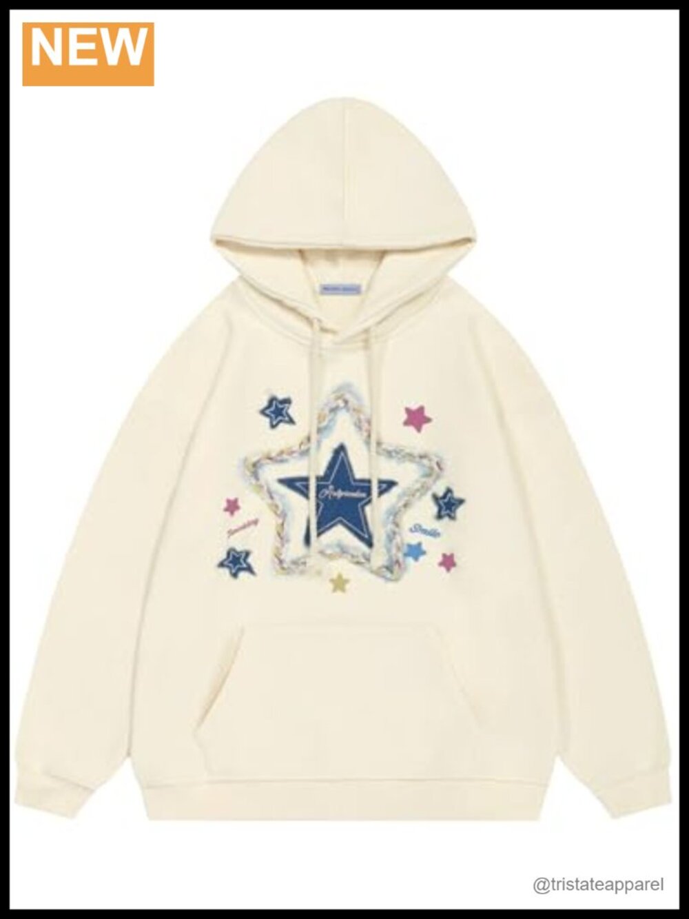 Oversized Star Graphic Fleece Hoodie Pullover with Pocket